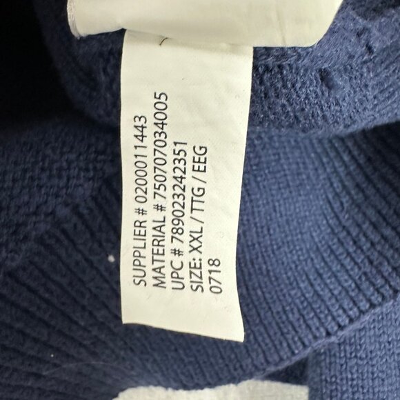 Chaps Mens Navy Blue Half Zip Pullover Sweater Size XXL Cotton Blend Ribbed Knit - Picture 6 of 7